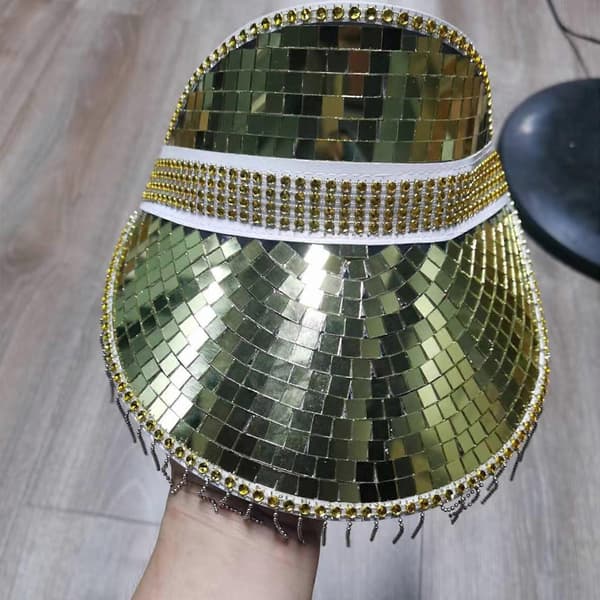 Glitter Visirhat Spejlet Diskokugle til Disko Hus Cocktailfester Ferie Glimrende Spejlet til Komiker Skuespiller Silver