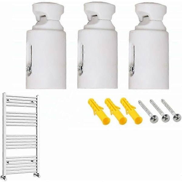 Ersättningsfästen för radiator, handdukstork, vit väggmontering, justerbart avstånd, lämplig för raka eller böjda badrumsradiatorer