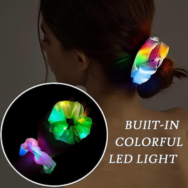 9 stk. LED-lys Hårbånd Satin Elastiske Bånd Snor - 3 Farve Lystilstande