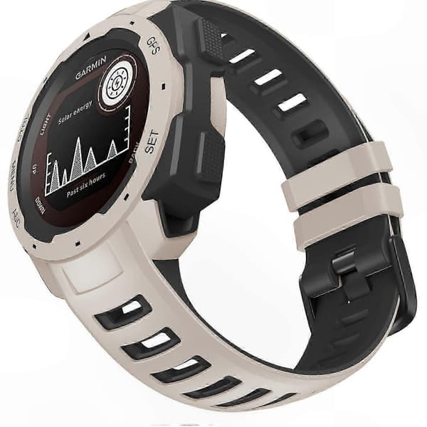 Dobbeltfarvet silikone erstatningsrem til taktisk Solar Smartwatch Black Dark Grey