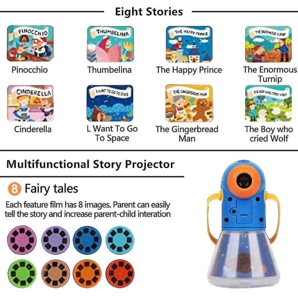 Børne multifunktionel Story Projector, Light Projector Story Projector Kids Torch Storybook Projector, Night Lights Projector Storybook Legetøj, Educationa