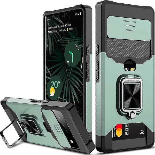 Duty Case Kompatibel Pixel 7 Pro/Pixel 7 med skyvbart kameradeksel og støtte Green Pixel 7