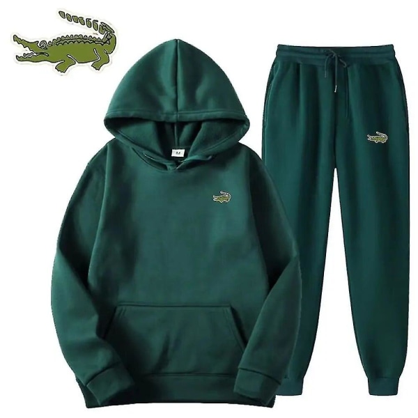 Herremote Uformell treningsdress Høykvalitets Herredress 2-delt hettegenser Sportsklær Sweatshirt Joggesett Mann høy kvalitet green XXL(185cm 80kg)