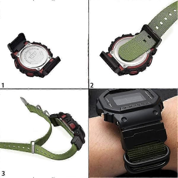 Nylon klokkerem til Casio G-SHOCK med spenne i rustfritt stål green