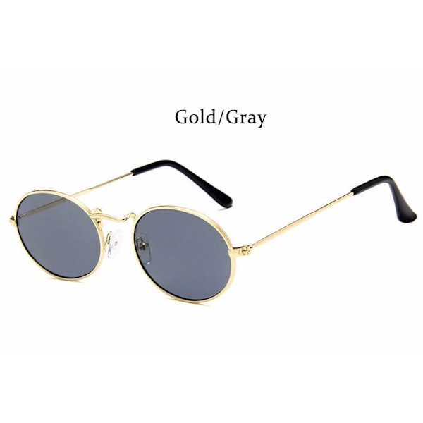 RBRARE Nyanlända Damsolglasögon Retro Metall Ovala Solglasögon Herr Godisfärgade Transparenta Solglasögon Vintage Solglasögon GuldGrå GoldGray As picture