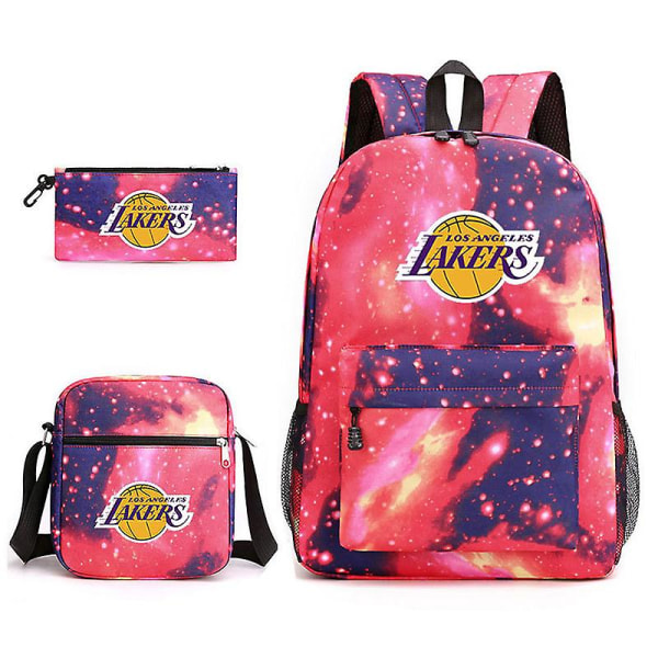 Tredelt skoletaske Lakers-trykt Pencil Bag Skuldertaske Starry red Single shoulder bag