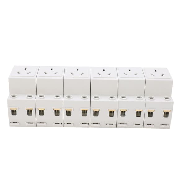 6 st Modular Socket Guide Rail Power Socket 3 Hole 250V Industrial Power Socket for Electrical Appliance AC30‑103 10A