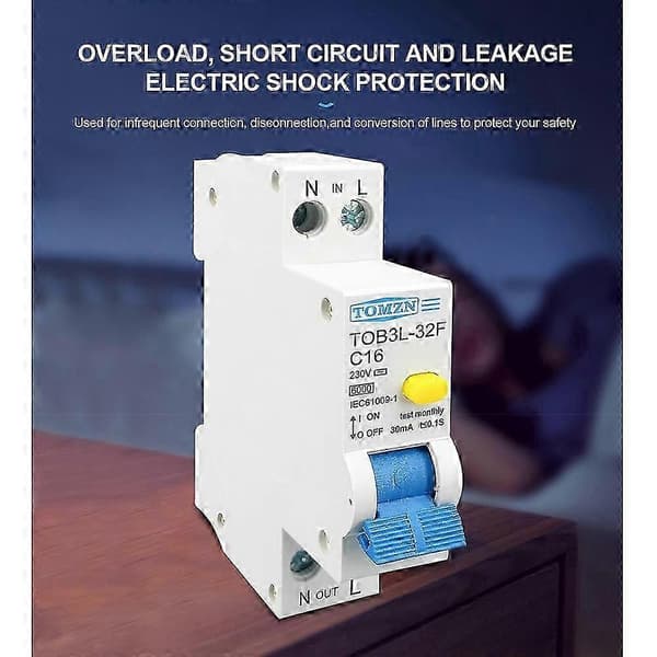 18MM 230V RCBO 1P+N 6KA Jordfeilbryter med overstrøm White