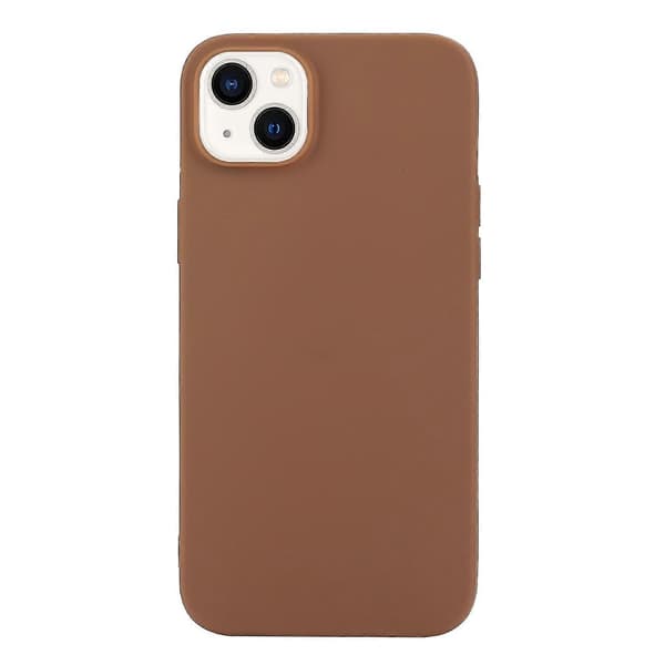 Til iPhone 14 ensfarget frostet silikontelefondeksel Coffee