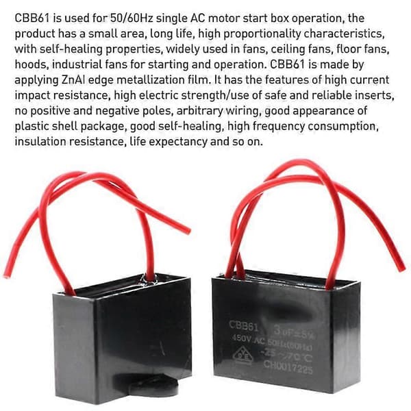 CBB61 Ventilator Startkondensator 1.5UF/450V Style 1