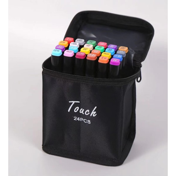 Multipack - Markers med etui - Dubbelsidiga - Flerfärgade pennor 24pcs