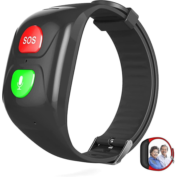 Sos Wristband Gps Tracker Compatible Elderly Emergency Call Sos Gps Locator Phone Emergency Helper Ip67 Waterproof Smart Watch Phone,black