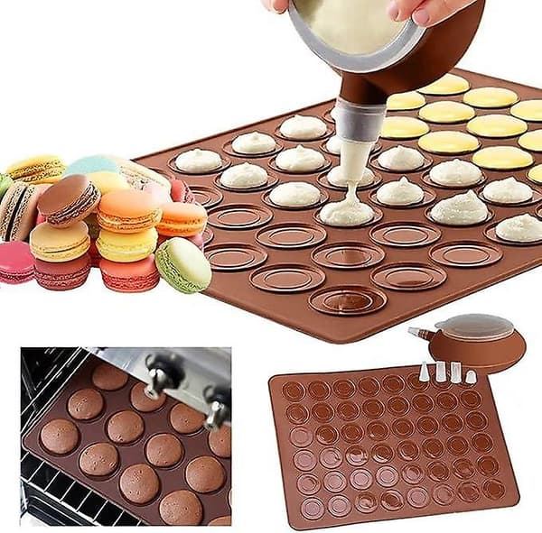 Makron Silikon Bakeform Sett, Non-Stick 48 Kapasitet Makron Bakebrett, Franske Makroner
