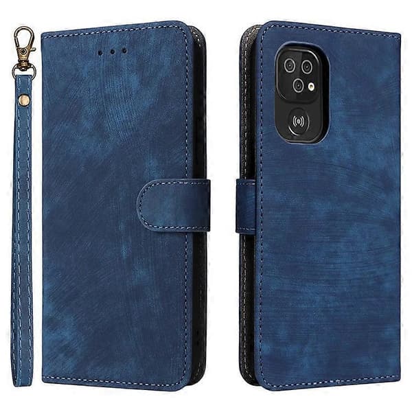 Wallet etui i RFID PU læder med stativ og rem til Doro 8100 / 8200 Blue