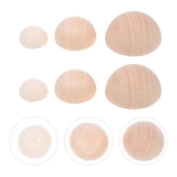 150 st bulk leksak trähalvklot trähalvsfär mini halv träpärlor obehandlade halv träpärlor bulk Light Brown 2X2cm