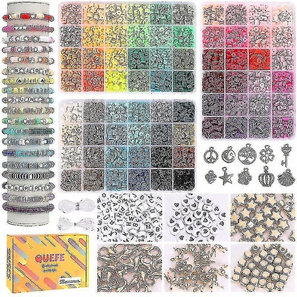 9000 kpl savihelmiä korujen valmistussarjaan, 96 väriä välikappale Heishi helmet litteät pyöreät polymeerisavihelmet kirjehelmillä Smil