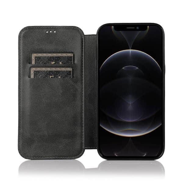 iPhone 12 Pro Max Fodral Läder Plånbok Flip Telefonfodral CJY Black iPhone 12 Pro Max