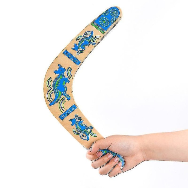 Th Håndlavet Boomerang, træ-boomerang i australsk stil, V Boomerang - (1 stk, blå)