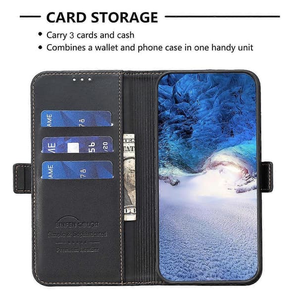 For Honor Magic7 Lite 5G Case PU Leather Flip Folio Phone Wallet Case CJY Black