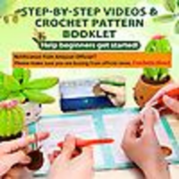 Hæklenålssæt til Begyndere, Hæklenålslæringskit til Voksne og Børn, Plante-kollektion i Pakke med 4