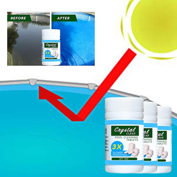 100 stk Klor Tabletter Svømmebassin Rengøring Tablet Flydende Hot Tub Chemical