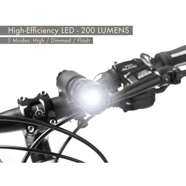 Cykellygtesæt - Superlyse LED-lys foran og bagpå - Let at montere Cykellygte og -baglygte Lyssort