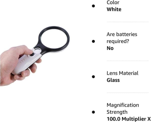 Nytt 100x Handhållet Förstoringsglas Läslins 3 LED-ljus Smyckeslupp