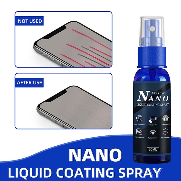 30ml Nano Coating Spray Scratch Repair Anti-fingeravtrykk skjerm for mobiltelefon 2PCS