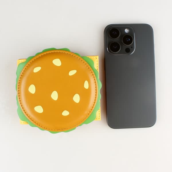 Smart hamburger-formet herrepung, kunstlæder, sød/stilfuld, julegave Hamburger