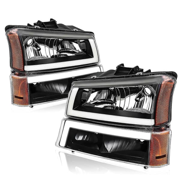 Hovedlysmontering med LED DRL kompatibel med 2003-2006 Silverado Chevy 1500 2500 3500, 03-06 Avalanche