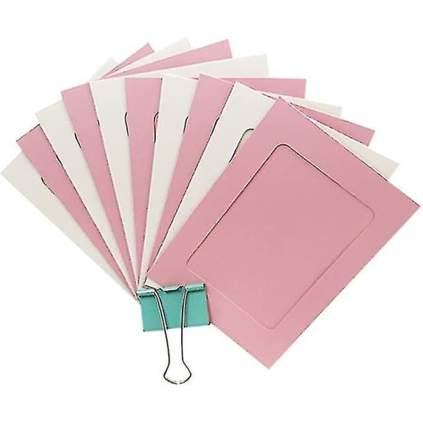 10x Paper Picture Frame Photo Frame Paper Frame With 10 Pieces Mini Wooden Clips And Clothesline Look 2m (pink + White)