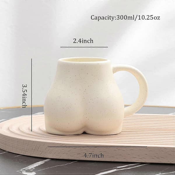 Hauska takapuolikahvimuki, 3D-takapuolikeraamiset kahvimukit Beige