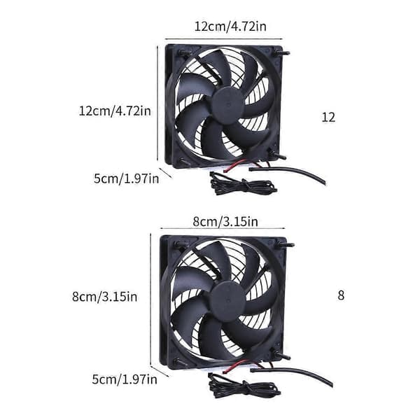 12V1A Temperaturstyret køleventilator til PC og multimedieradiator 8cm 12cm