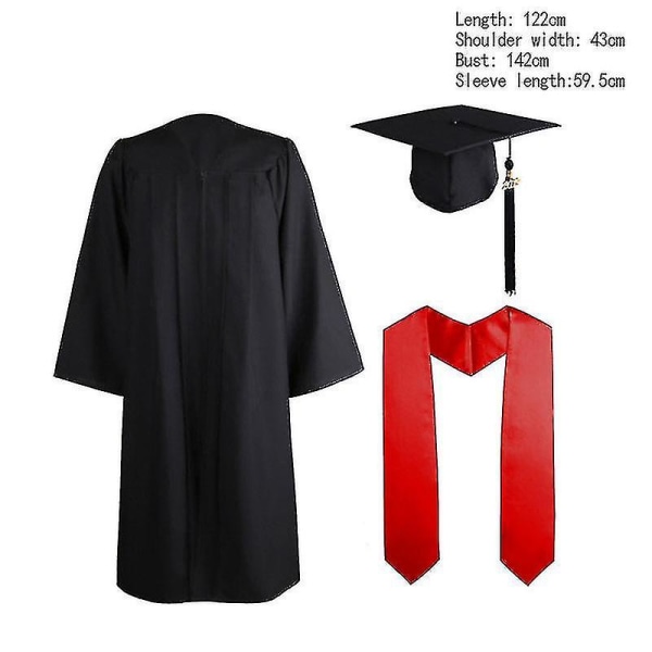 Bachelor Robes+hat Set University Graduation Gown Student High School Uniforms