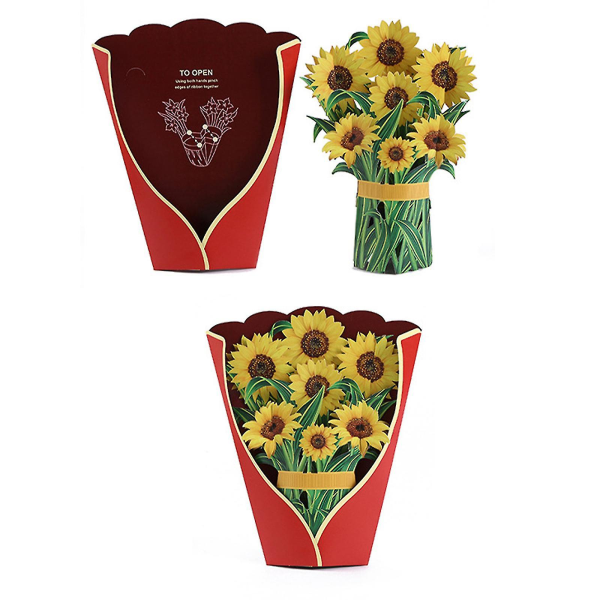 Pappersblommor Pop Up Gratulationskort, Kreativ Tulpanblombukett 3D Popup Gratulationskort För Mor, Flickvännsgåva