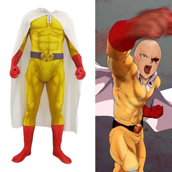 One Punch-Man Kostym Speed Sonic Zentai Superhjälte Bodysuit Dräkt Jumpsuits Halloween Kostym För Barn Anime Kostymer Kid-XL(130-140cm)