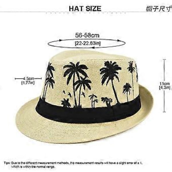 Hainan kokospalme stråhatt fedora jazzhatt vår og sommer strandhatt utendørs solbeskyttelse hatt rullet brem jazzhatt