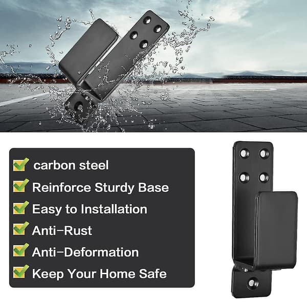 Door Barricade Brackets, Drop Open Bar Holder Security, 2x4 Bar Brackets Prevent Unauthorized EntryCJY Black