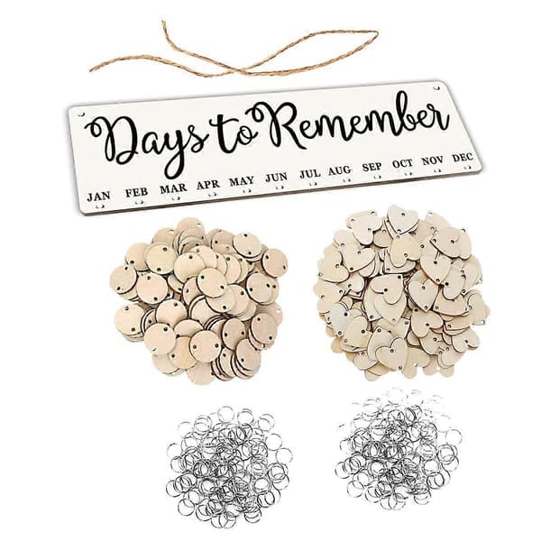 Familjefödelsedagspåminnelsebräda Träkalender Datumvisning Prydnad för hemmakontor Beige och svart 1SetCJY Black M