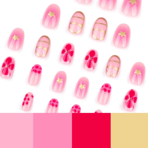 24pcs Almond Shaped Nail Tips Flower Fake Nails Press on Nails Artificial False Nails Not Specified