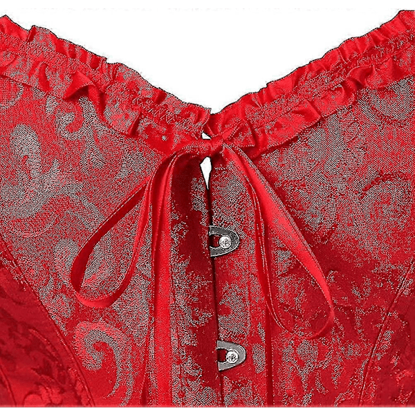 Szivyshi Kvinders Overbust Sweetheart Snøre Plastikknogler Korset Bustier Top Red 3*L Plus