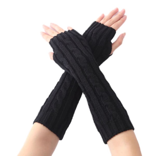 Dam långa rör Twist halvfingerhandskar modetrendhandskar black