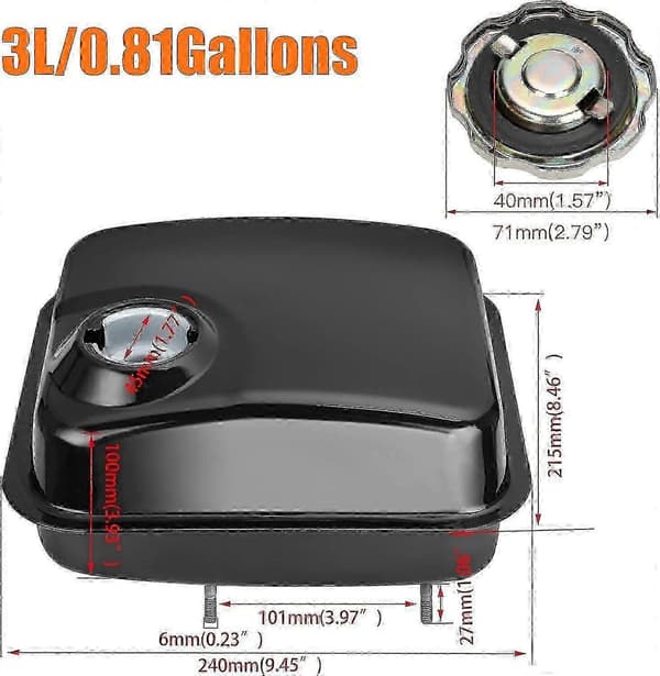 Drivstofftank for GX200-motor med rustfri kork