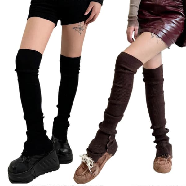 Ribbed Over-the-Knee Socks with Button-Split Pattern for Everyday Wear and Performances Thigh-High Long Socks CJY White