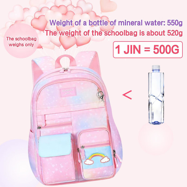 Koululaukut tytöille Useita ulkotaskuja Vedenkestävä, suurikokoinen matkalaukku Gradient Pink Small
