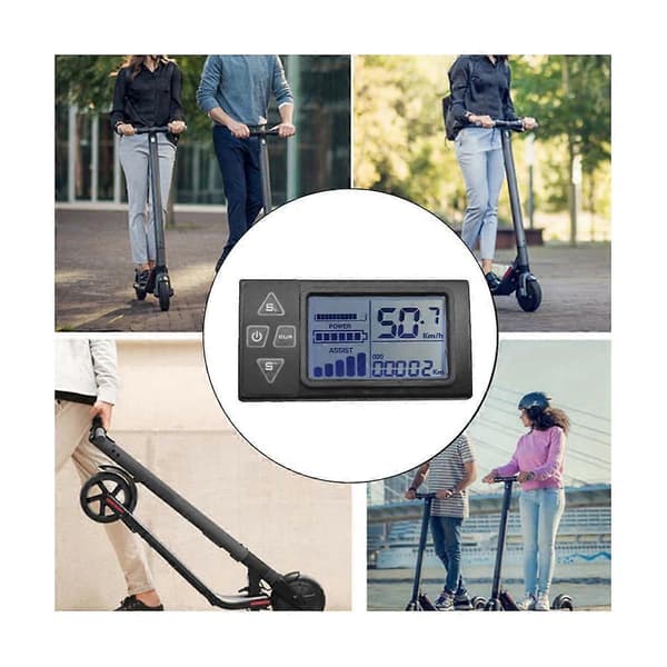 24V 36V 48V 60V S861 LCD Ebike Display Dashboard Måler for Elektrisk Sykkel BLDC Kontroller Kontrollpanel (SM Plugg) Black