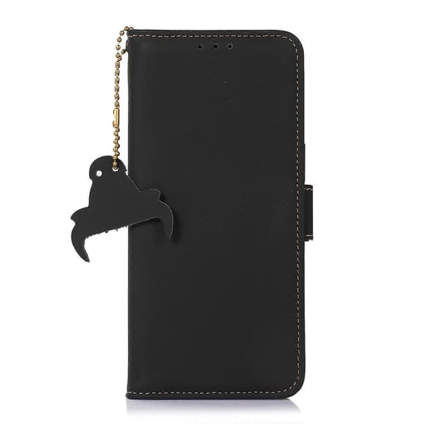 Til Nokia XR21 Læder Magnetisk RFID Læder Telefoncover Black