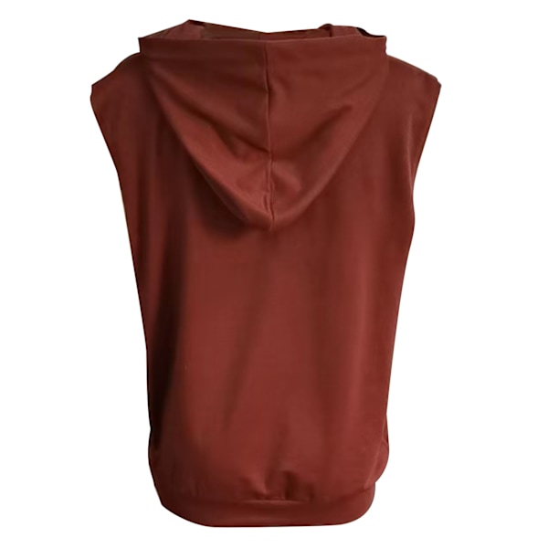 Herre Hættetrøje Tank Top Snøre Frontlomme Ensfarvet Sports Ærmeløs Løbe Sweatshirts Brun M