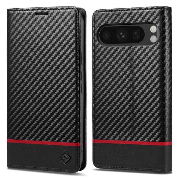 LC.IMEEKE For Google Pixel 10 Pro Pixel 10 Lommebokveske Karbonfibertekstur Skinntelefondeksel - Ho Multicolor Horizontal Stripe