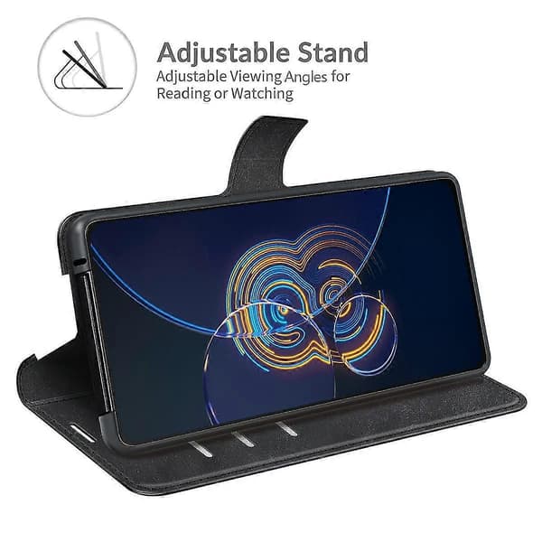 Plånboksfodral kompatibelt med Asus Zenfone 8 Flip, PU-läder magnetlås Folio Flip Shell-QCJY Black
